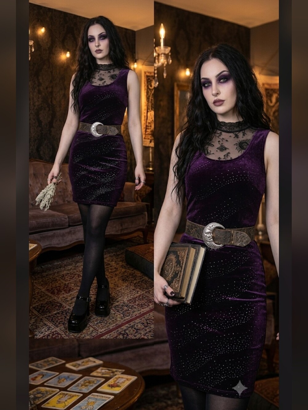 Vintage CDC 90s Y2k Sleeveless Velvet Sheath Dress in Deep Purple, 4